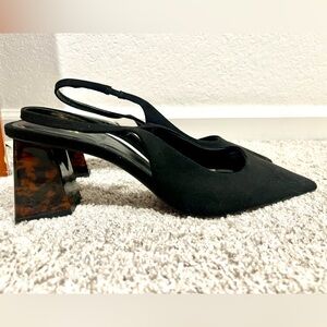 Zara suede tortoise slingbacks- amazing condition! Dust bag included.